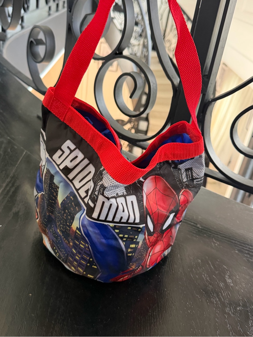 Spiderman Kids Blue and Red Tote Bag with Graphic Print